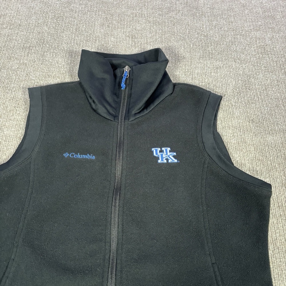 Columbia Kentucky Wildcats Vest Mens L Full Zip Black Fleece Embroidered Logo - Picture 2 of 10